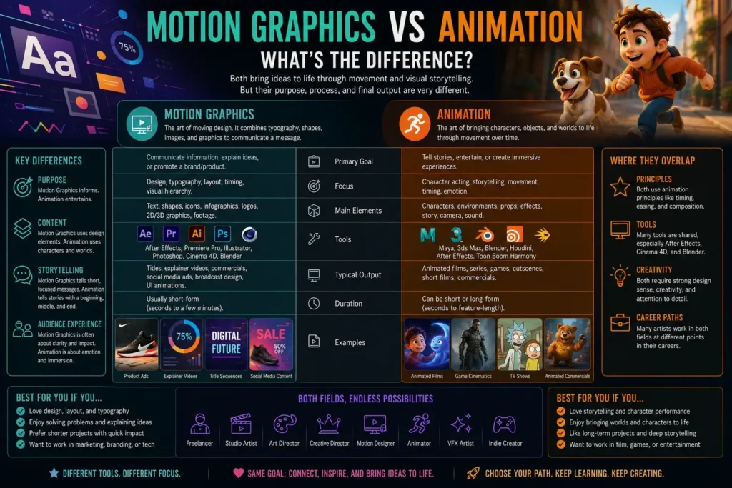 Motion Graphics vs Animation – What's the Difference?